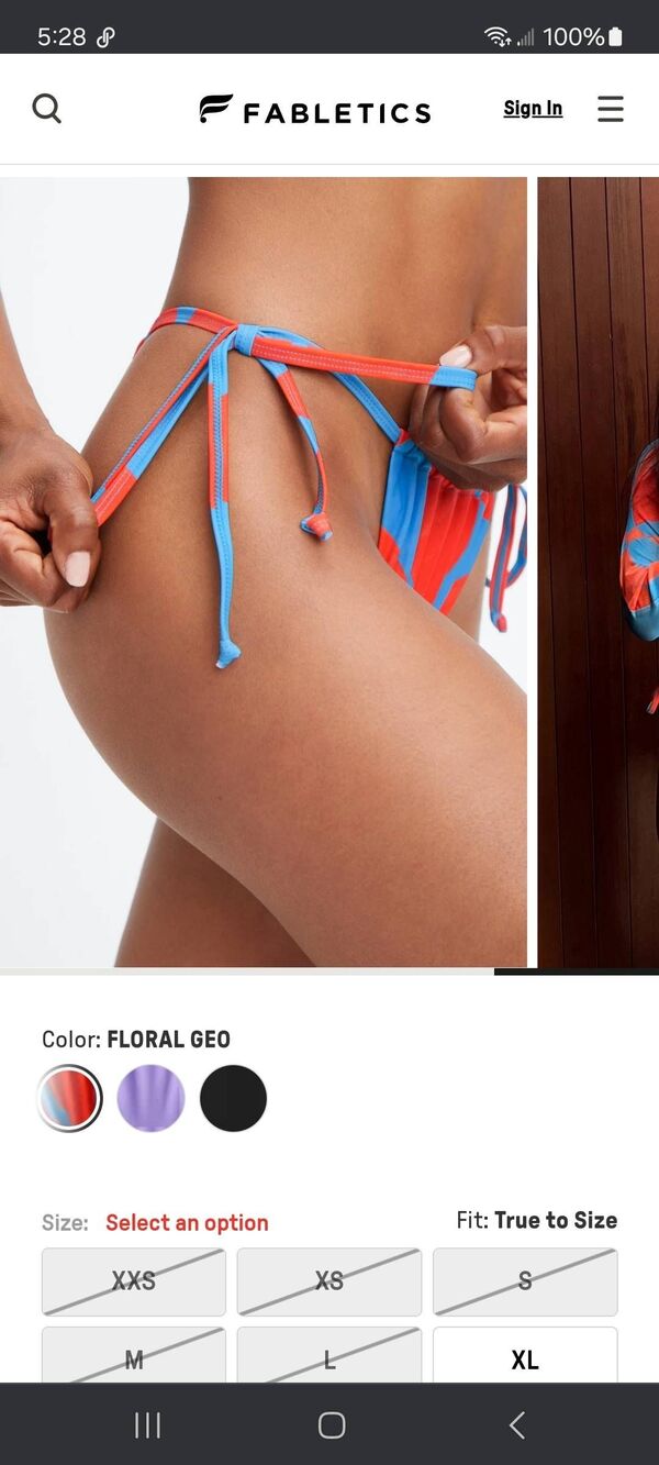 New Medium Fabletics Floral GEO High Cut String Bikini Swimsuit Bottoms